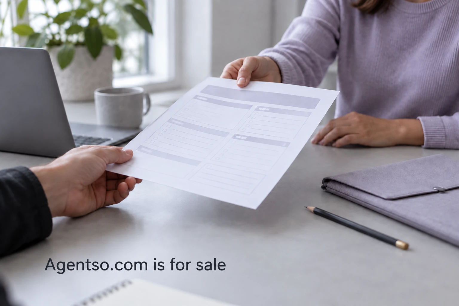 Write an agent handoff brief editorial photograph